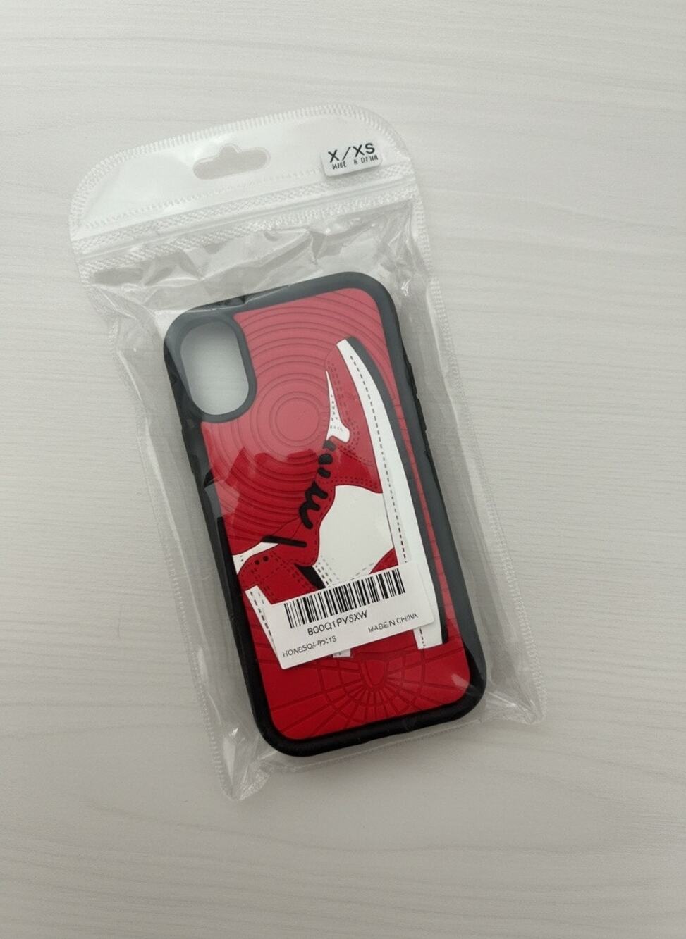 3D Silicone Sneaker Phone Case iPhone X XS Red Black Basketball Shoe Cover